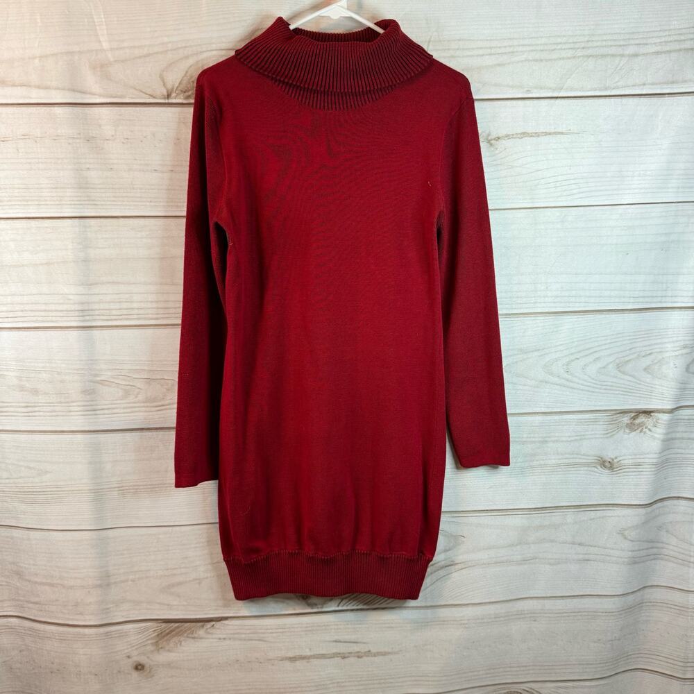 Bisou Bisou By Michele Bohbot Red Long Sleeve Turtle Neck Sweater Dress Size XL